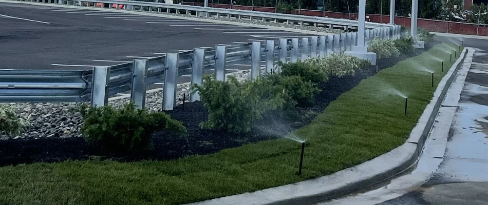 Irrigation near parking lot in Alpine, NJ.